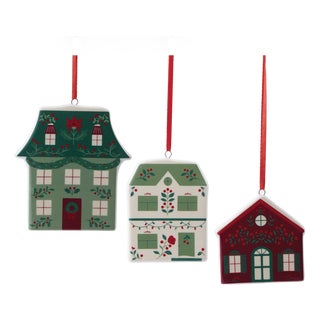Ceramic House Ornament Assortment Set of 9 For Sale