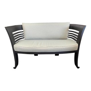 Vintage Art Deco Black Bench With Cushions For Sale