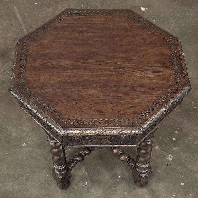 Antique French Renaissance Octagonal Barley Twist Table For Sale - Image 16 of 17