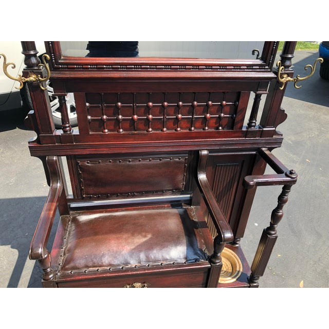 Antique Eastlake Mahogany Hall Tree With Bench and Storage Chairish
