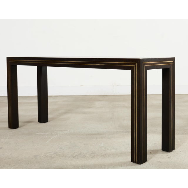 Late 20th Century Brass Inlay Parsons Console Table by John Richardson For Sale - Image 5 of 18