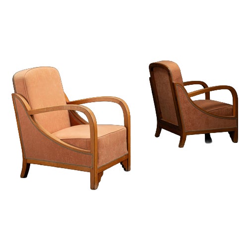 Art Deco Armchairs, 1940s, Set of 2 For Sale