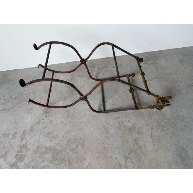 Vintage Italian Wrought Iron Savonarola Chair With Brass Fleur-De-Lis Finials For Sale - Image 12 of 12