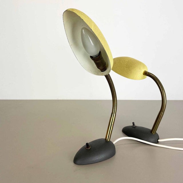 1950s Yellow + Black Sputnik Table Lights in the style of Stilnovo and Auböck, Italy, 1950s, Set of 2 For Sale - Image 5 of 18