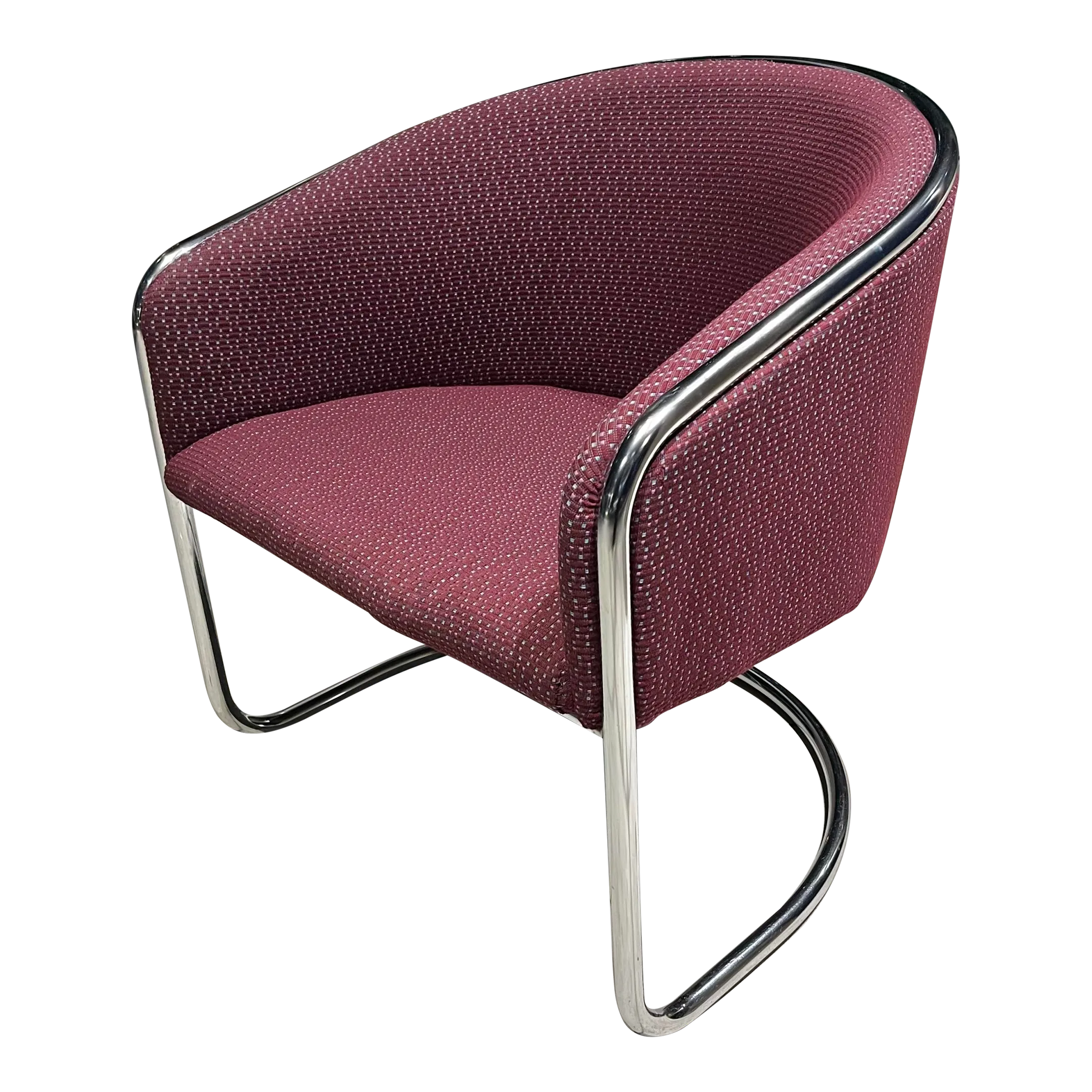 Thonet Chrome “Club Tub” Chair in Mauve Fabric | Chairish