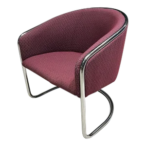 Thonet Chrome “Club Tub” Chair in Mauve Fabric