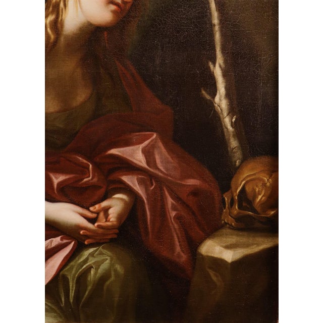 Workshop of Guido Reni, Penitent Magdalene, 1650, Oil on Canvas For Sale - Image 9 of 15
