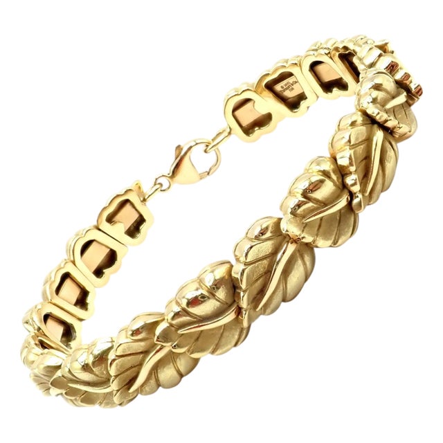 Vintage! Tiffany & Co Leaf Yellow Gold Link Bracelet 2002 For Sale