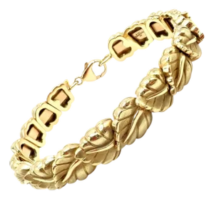 Vintage! Tiffany & Co Leaf Yellow Gold Link Bracelet 2002
