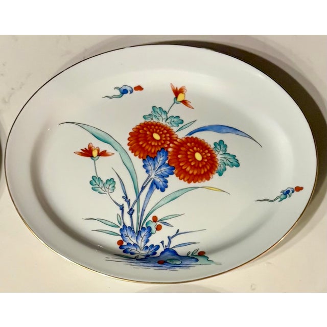 Imari Cobalt Blue and Iron-Red Japanese Floral Themed Decorative Plate Curation-Set of 9 For Sale - Image 10 of 18