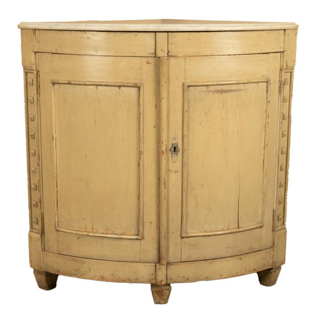 Antique 18thC Swedish Painted Gustavian Marble Top Corner Cupboard Cabinet 1780 For Sale - Image 9 of 14