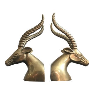 Brass Gazelle Bookends For Sale