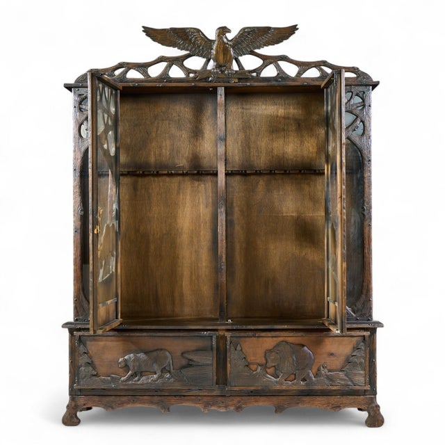Black Forest Black Forest Antique Walnut Gun Cabinet For Sale - Image 4 of 7