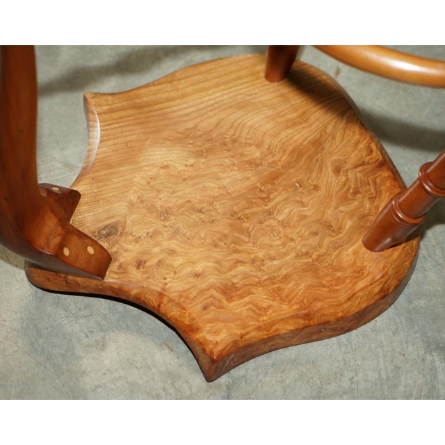 Burr Yew Wood Tripod Stool with Timber Grain For Sale - Image 18 of 18