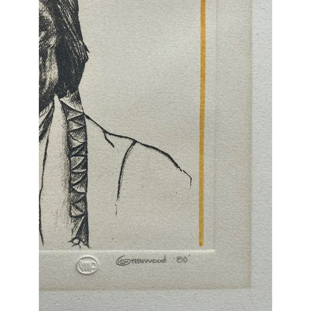1980s Tom Greenwood "Red Cloud" Limited Edition Embossed Lithograph W/ Watercolor c.1989 For Sale - Image 5 of 12