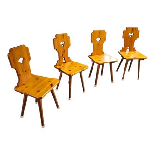 Tyrolean Folk Pine Chairs, 1970, Set of 4 For Sale