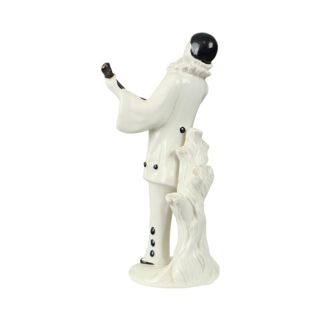 Vintage Ceramic Pierrot Statue with Lute, France, 1960s For Sale - Image 6 of 14