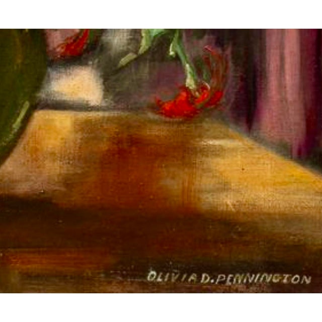 American Olivia Pennington (American, 20th Century), Still Life, Oil on Canvas in Plein Air Frame For Sale - Image 3 of 3