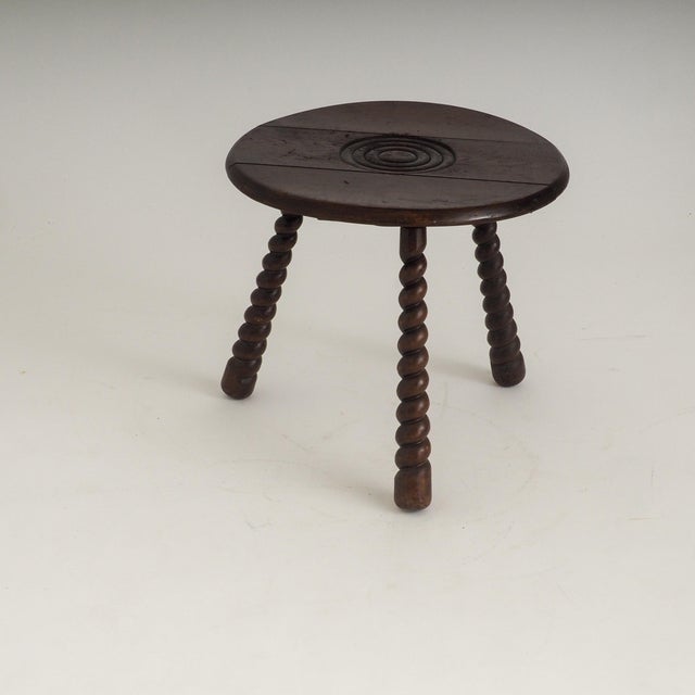 French Oak Tripod Side Table attributed to Charles Dudouyt, 1950s For Sale - Image 6 of 18