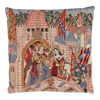 King Arthur at Camelot Tapestry Cushion With Feather Filler - 55 X 55cm For Sale