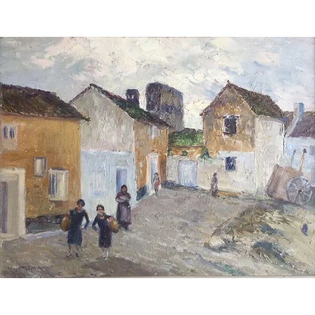 Spanish 1920s Spanish Costa del Sol Mediterranean Port Town Landscape Oil Painting on Board by Wells Moses Sawyer For Sale - Image 3 of 9