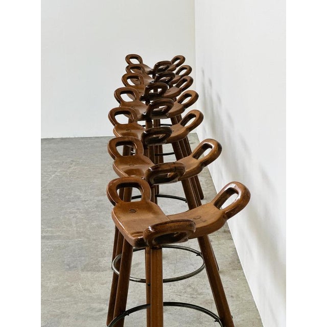 Vintage Bar Stool in Wood in the style of Sergio Rodrigues For Sale - Image 3 of 14