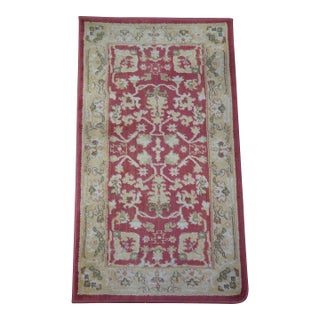 Ralph Lauren Turkish Red Beige Cross Weave Rug Runner Carpet Mat 47" For Sale