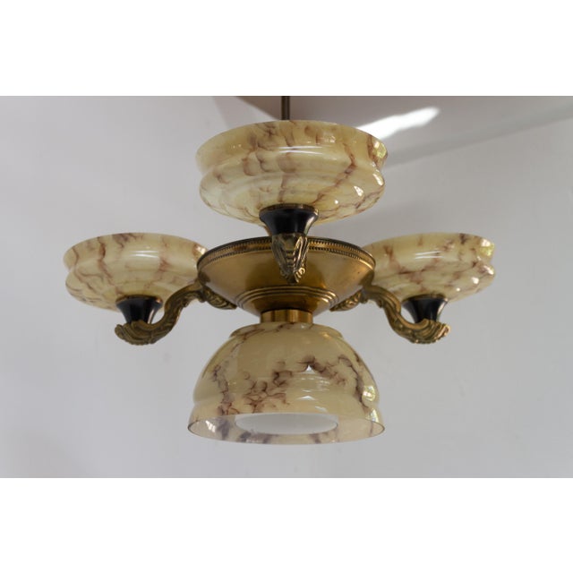 Art Nouveau Danish Chandelier with Marbled Opaline Shades, 1920s For Sale - Image 17 of 18