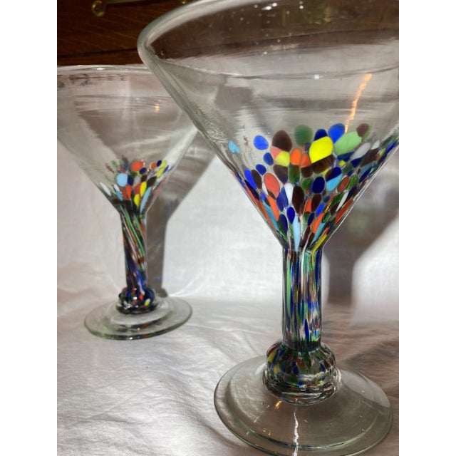 Vintage HandBlown Mexican Confetti Splatterware Margarita or Martini