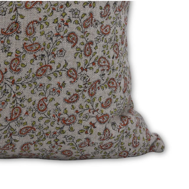 Textile Fabdivine Artisan Block Print Throw Pillow Cover 24x24 Inch Thick Linen-Keri Jaal For Sale - Image 7 of 8