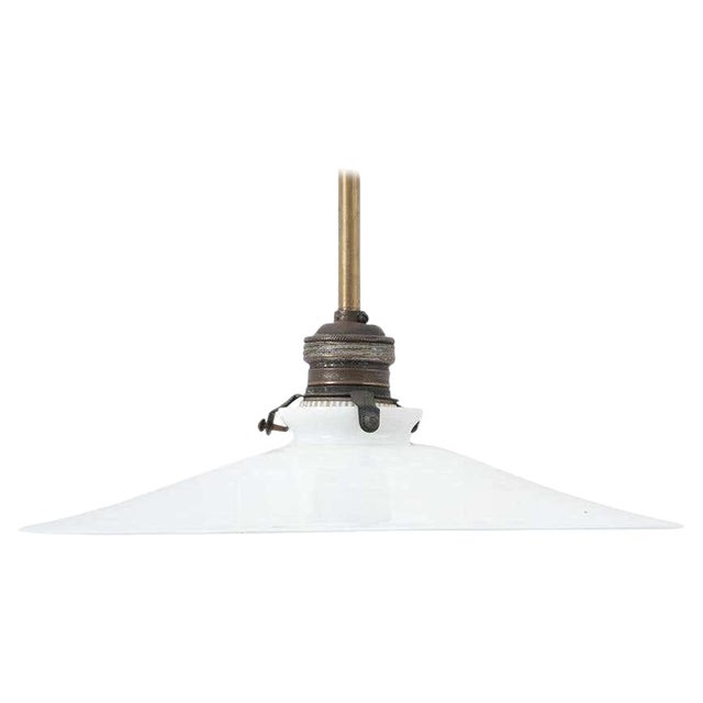 Early 20th Century White Lacquered Metal Ceiling Lamp For Sale