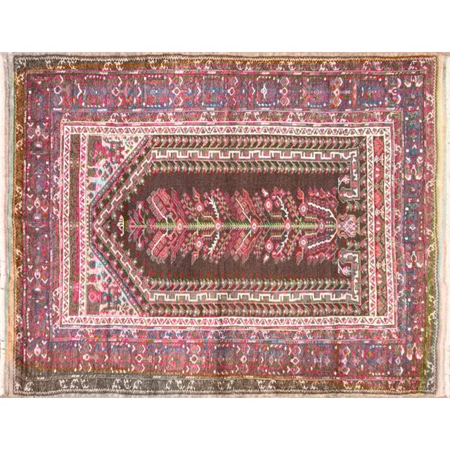 3'10" x 5'7" Origin: Karabagh (South Caucasus). A highly distinctive and finely woven antique Karabagh prayer rug, notable...
