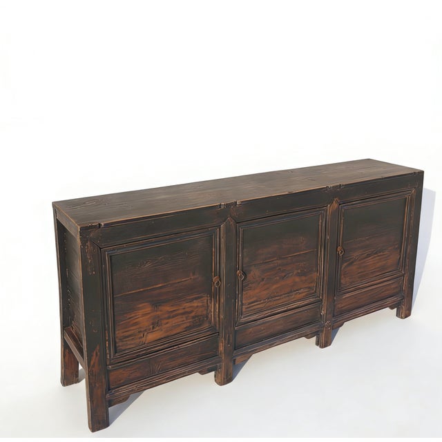 Chinese 3 Door Black Farmer's Sideboard For Sale - Image 3 of 5