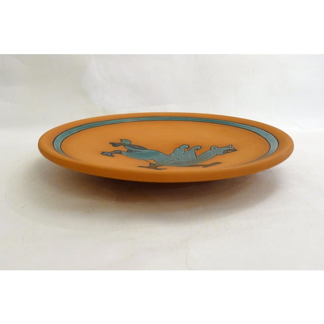 1990s Decorative Griffon Wall Plate in Terracotta and Cloisonné Enamel from Studio Wallada, Spain, 1980s For Sale - Image 5 of 12