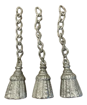 Antique Decorative Zinc Coated Iron Tassels on Chains - Set of 3