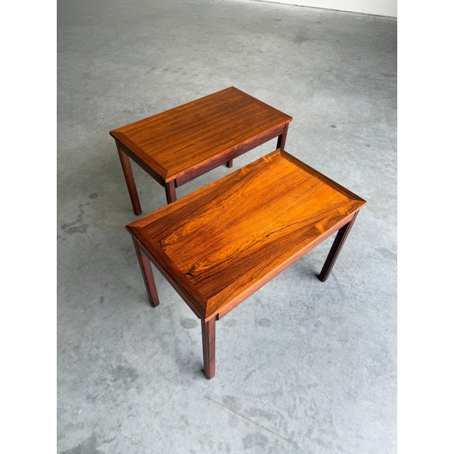 Wood Mid Century Danish Rosewood Coffee and Two Side Tables Set For Sale - Image 7 of 11