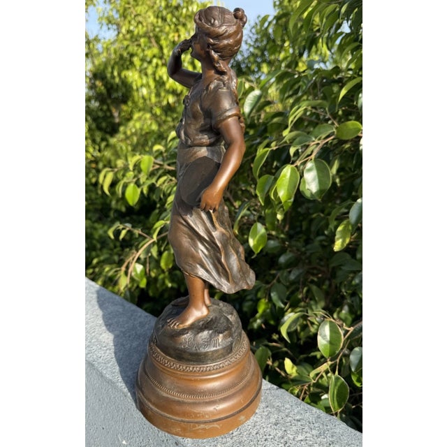 Art Nouveau “Le Baiser” by Moreau, French Sculptural Statue, 19th Century For Sale - Image 3 of 11