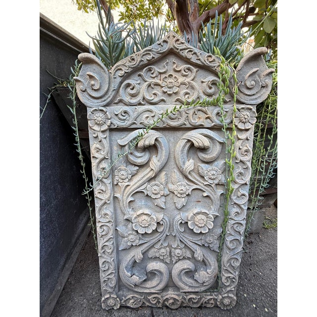 Vintage Sandstone Floral Plaque For Sale - Image 4 of 5
