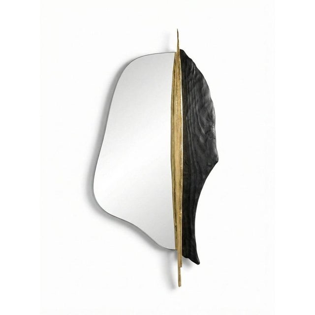 Palm brass wall mirror by maeve dimensions: d 11 x w 73 x h 134 cm. Materials: brass, gris mirror, pinewood, led light...