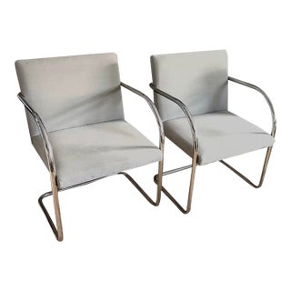 Mid Century Knoll International Brno Tubular Chrome Cantilever Chairs - Signed and Dated 1979 For Sale