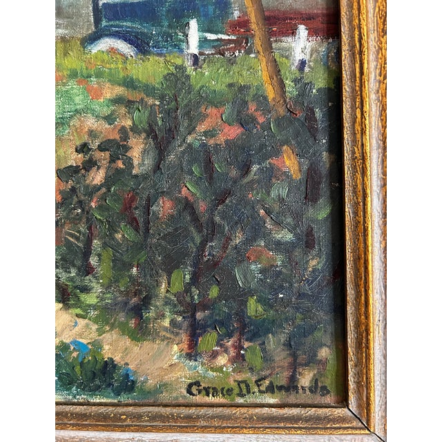 Avocado Antique Impressionist Oil Painting of Farm Plantation by Grace Edwards For Sale - Image 8 of 12