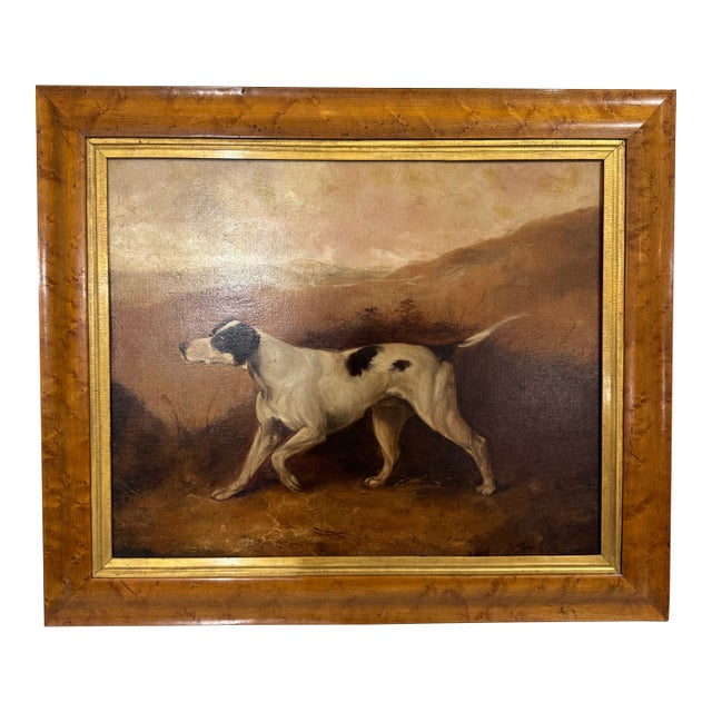 Original Oil on Canvas of a Working Pointer, Unsigned. c.1860-1900 For Sale