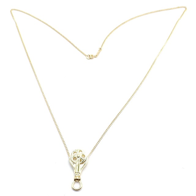 1970s Vintage Tiffany & Co. Ralph Lauren Yellow Gold Pulley Pendant Necklace For Sale - Image 5 of 14