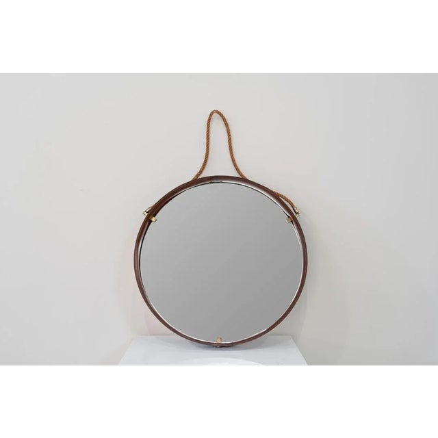 Metal Second Half of the 20th Century Italian Mirror with Leather Frame and Metal Hinges from Pizzetti, 1960s For Sale - Image 7 of 7