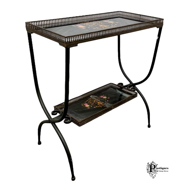 Vintage Traditional Rustic Style Floral & Scroll Glass and Wrought Iron