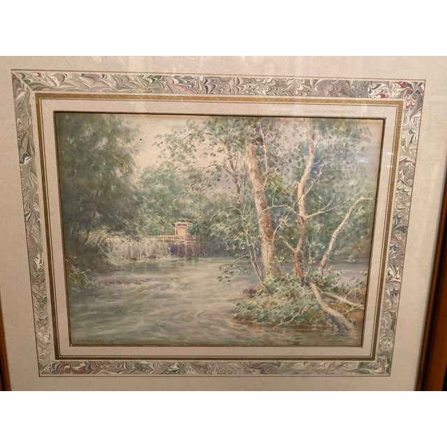 Carroll Colby Child Listed Artist Wooded Landscape Watercolors - a Pair For Sale - Image 4 of 13