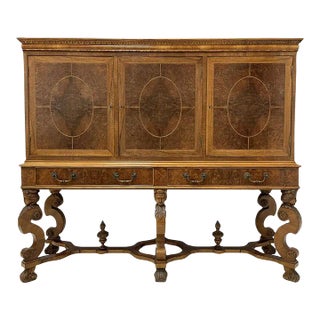 Mid 20th Century William and Mary Design Walnut Cabinet on Stand For Sale