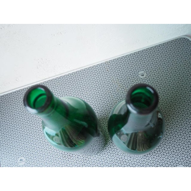 Glass Mid-Century Green Glass Bottle Vases, Bohemia, 1960s, Set of 2 For Sale - Image 7 of 9