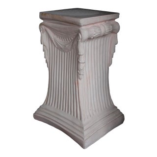 Pink Plaster Pedestal / Plant Stand / Side Table For Sale