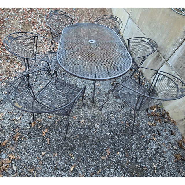 Mid 20th Century 7 Piece Vintage Wrought Iron Patio Furniture For Sale - Image 5 of 10